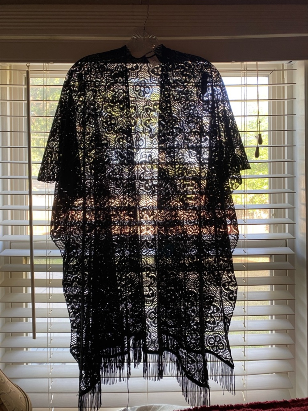 Black Lace Fringe shawl Cover-Up